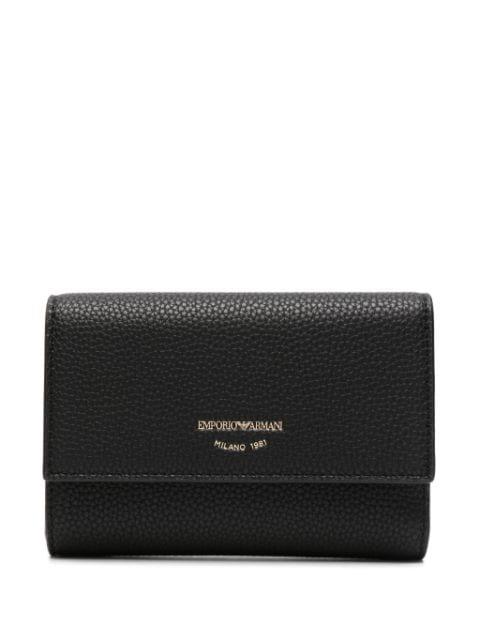 logo-plaque grained-faux leather wallet by EMPORIO ARMANI
