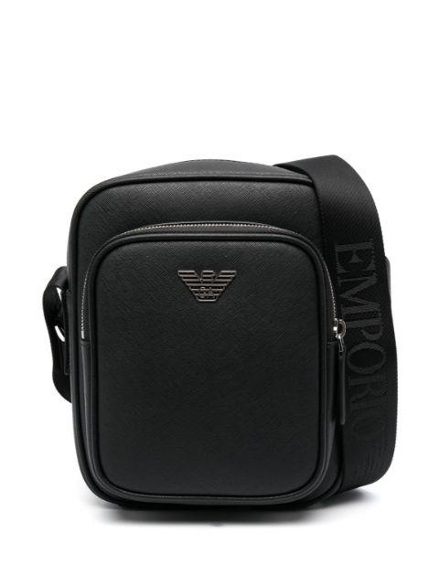 logo-plaque leather messenger bag by EMPORIO ARMANI