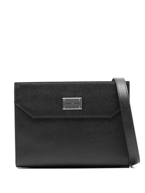 logo-plaque leather messenger bag by EMPORIO ARMANI