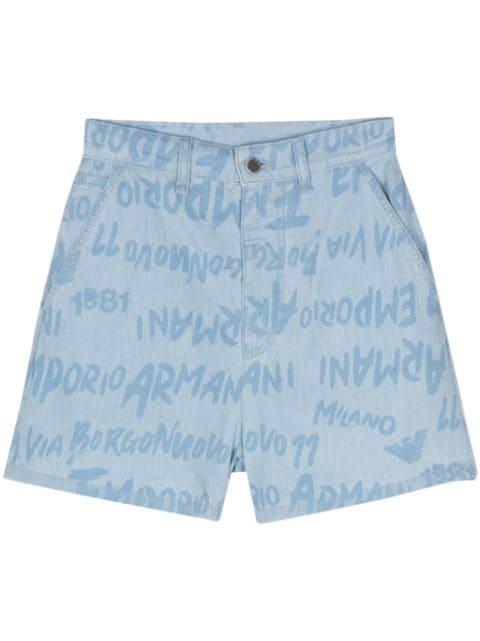logo-print chambray shorts by EMPORIO ARMANI