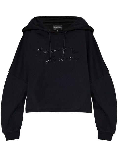 logo-print cotton hoodie by EMPORIO ARMANI