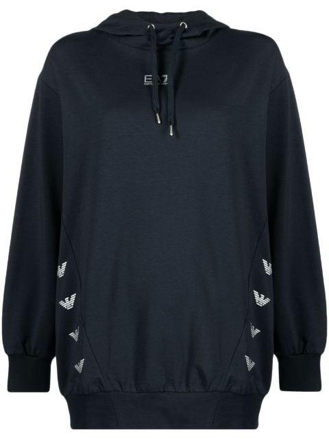 logo-print drawstring hoodie by EMPORIO ARMANI