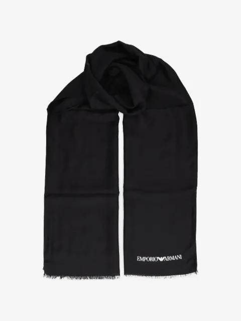logo-print frayed scarf by EMPORIO ARMANI