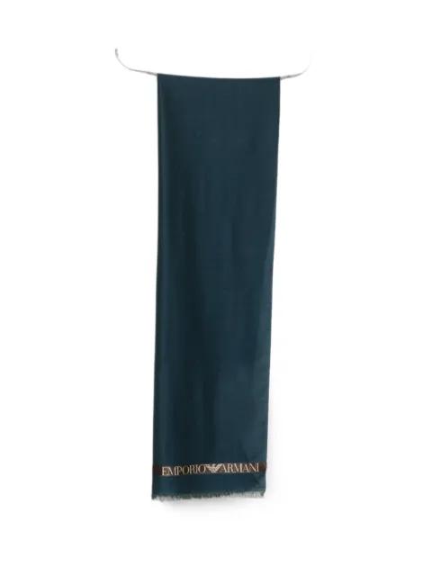logo-print frayed scarf by EMPORIO ARMANI