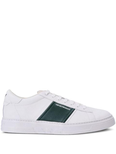 logo-print low-top leather sneakers by EMPORIO ARMANI