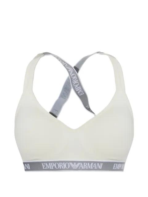 logo-tape crossover bras by EMPORIO ARMANI