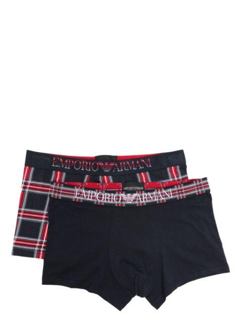 logo-waistband plaid boxer briefs (pack of two) by EMPORIO ARMANI