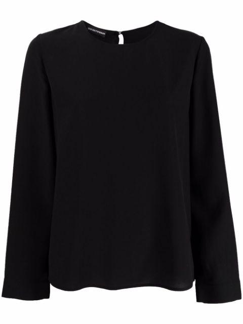 long-sleeve silk top by EMPORIO ARMANI