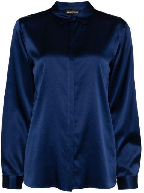 long-sleeved silk-blend shirt by EMPORIO ARMANI