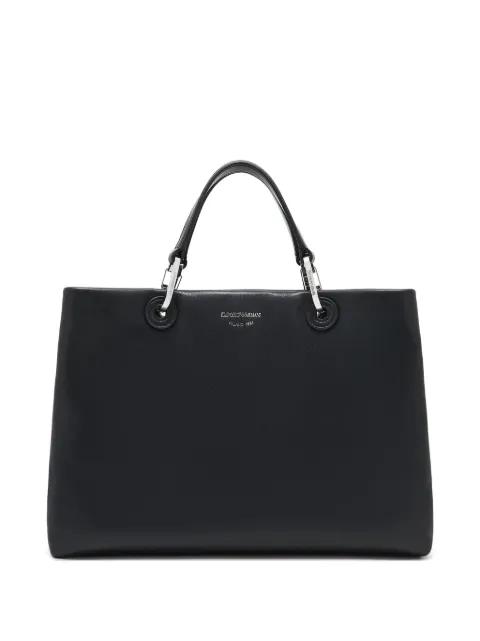 medium top-handle leather tote bag by EMPORIO ARMANI