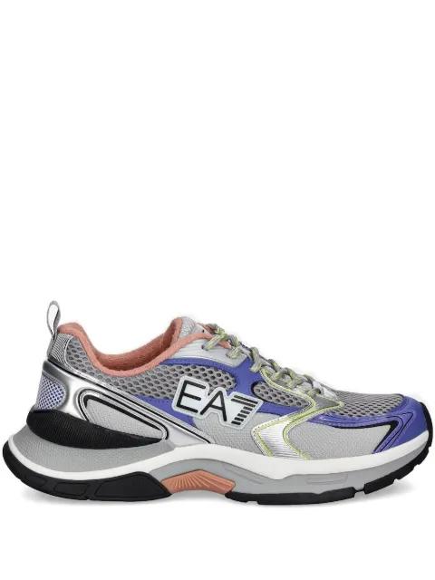 metallic-effect panelled mesh low-top sneakers by EMPORIO ARMANI