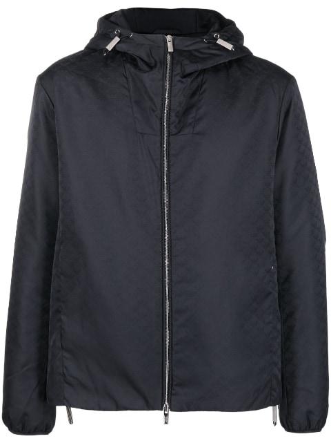 monogram-pattern hoodied jacket by EMPORIO ARMANI