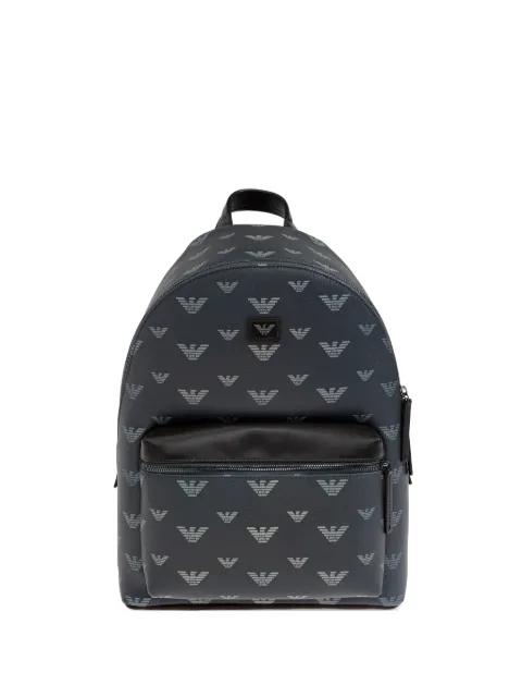 monogram-print backpack by EMPORIO ARMANI