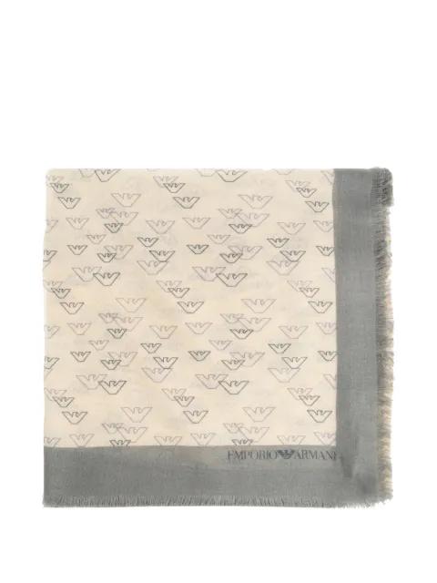 monogram-print frayed scarf by EMPORIO ARMANI