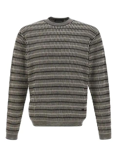 optical-pattern crew-neck sweater by EMPORIO ARMANI