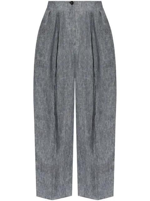 pleat-detail chambray trousers by EMPORIO ARMANI