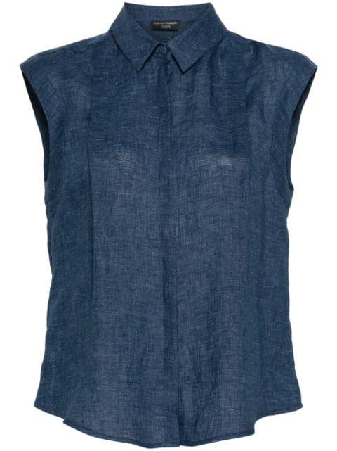 pleat-detailing chambray shirt by EMPORIO ARMANI