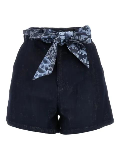 printed-tie denim shorts by EMPORIO ARMANI