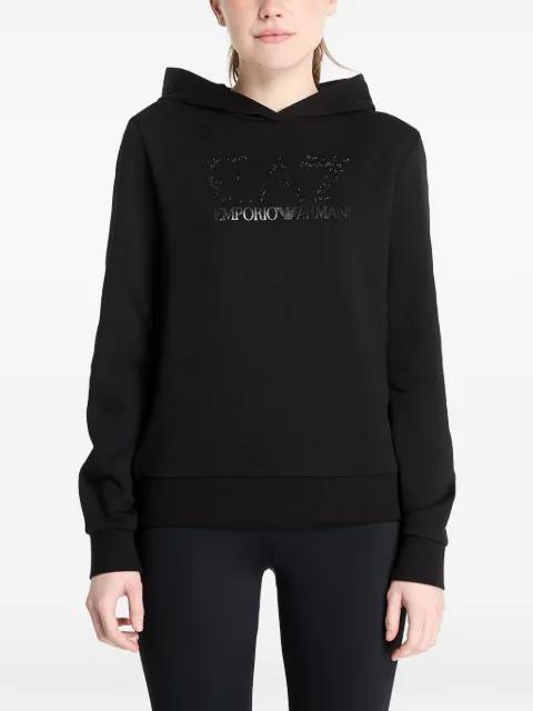 rhinestone-logo hoodie by EMPORIO ARMANI