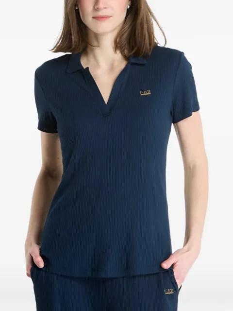 ribbed-knit V-neck polo shirt by EMPORIO ARMANI
