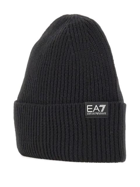 ribbed logo-patch beanie by EMPORIO ARMANI
