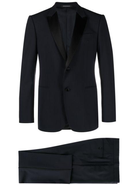 satin-trim single-breasted suit by EMPORIO ARMANI