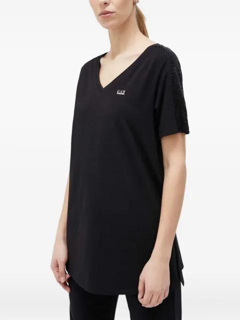 sequin-embellished V-neck T-shirt by EMPORIO ARMANI