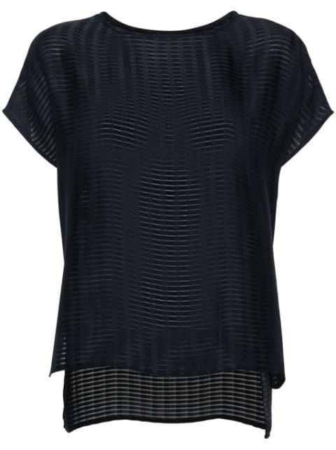 sheer-panels striped T-shirt by EMPORIO ARMANI