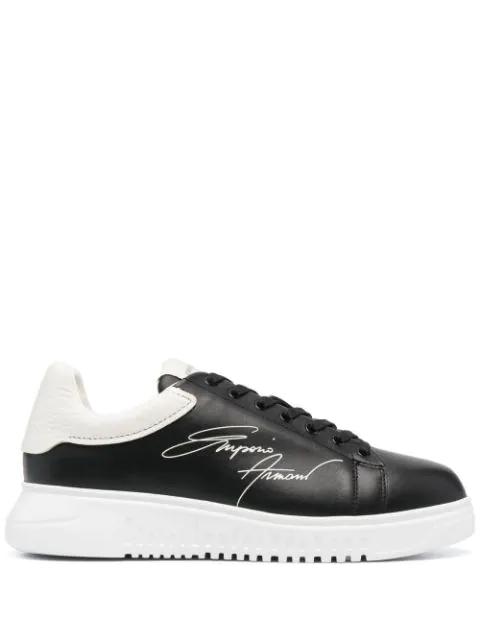 signature logo-print leather sneakers by EMPORIO ARMANI