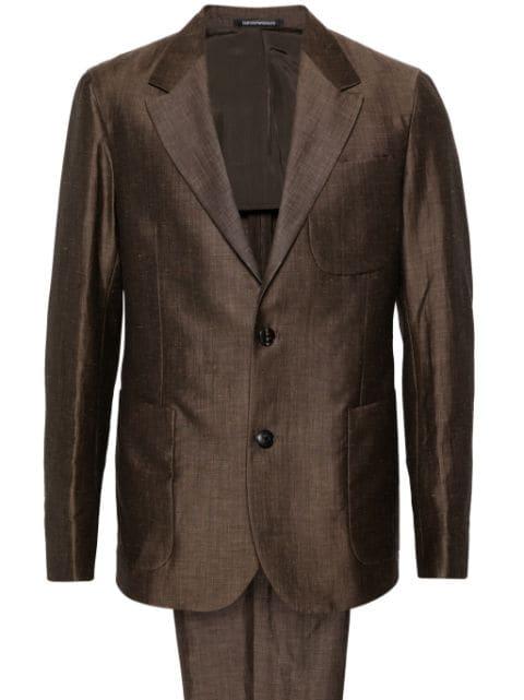 single-breasted linen blend suit by EMPORIO ARMANI