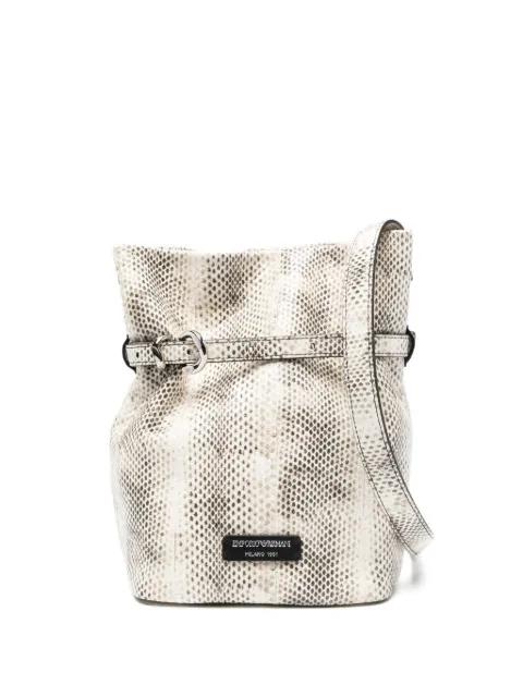 snake-effect leather bucket bag by EMPORIO ARMANI