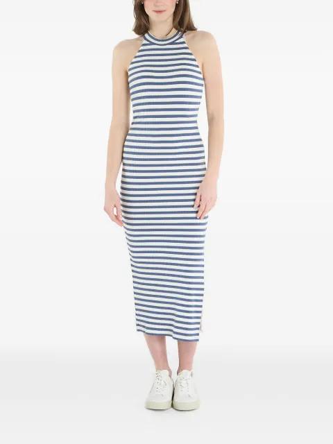 striped ribbed-knit midi dress by EMPORIO ARMANI