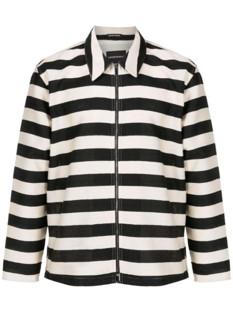 striped zip-up shirt jacket by EMPORIO ARMANI