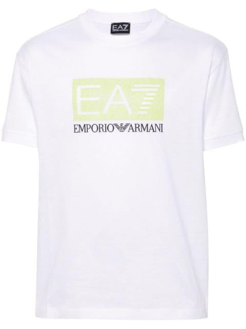 studded logo-detail cotton T-shirt by EMPORIO ARMANI