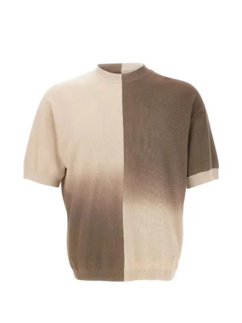 textured knit gradient cotton sweater by EMPORIO ARMANI