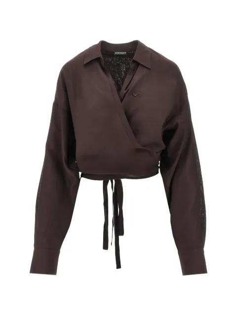 tie-detail wrap top by EMPORIO ARMANI