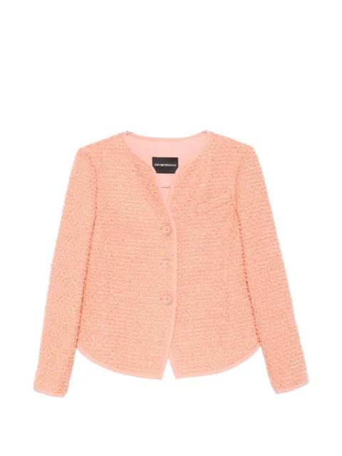 trim-detail tweed jacket by EMPORIO ARMANI