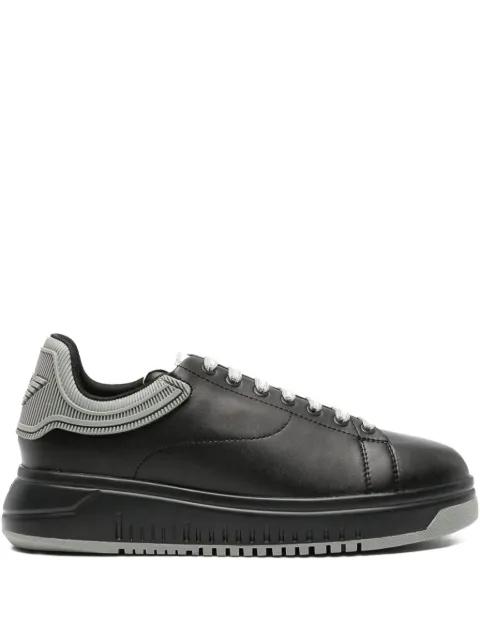two-tone leather sneakers by EMPORIO ARMANI