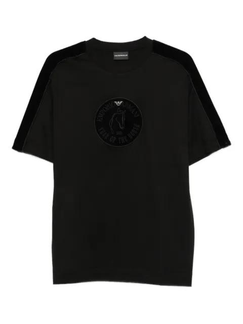 velvet-panel T-shirt by EMPORIO ARMANI