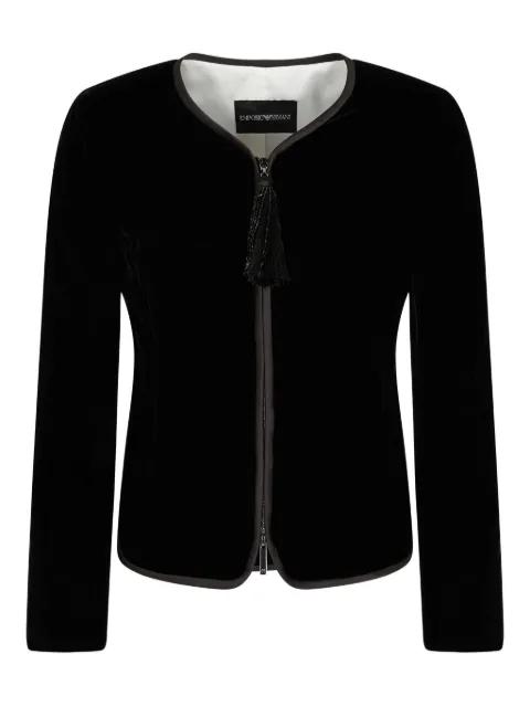 velvet tassel-embellished jacket by EMPORIO ARMANI