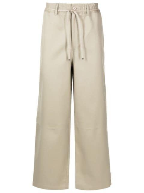 wide-leg drawstring cotton trousers by EMPORIO ARMANI
