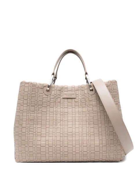 woven top-handle tote bag by EMPORIO ARMANI