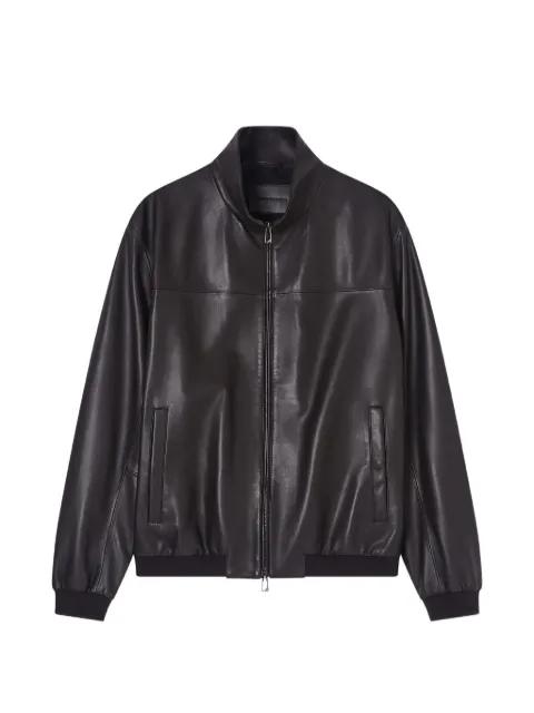zip-up leather jacket by EMPORIO ARMANI