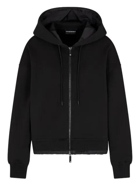 zip-up quilted-hem hoodie by EMPORIO ARMANI