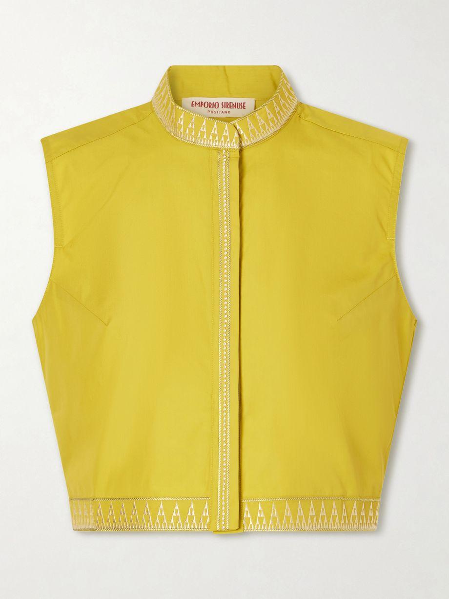 Andorra Papyrus embroidered cotton-blend top by EMPORIO SIRENUSE