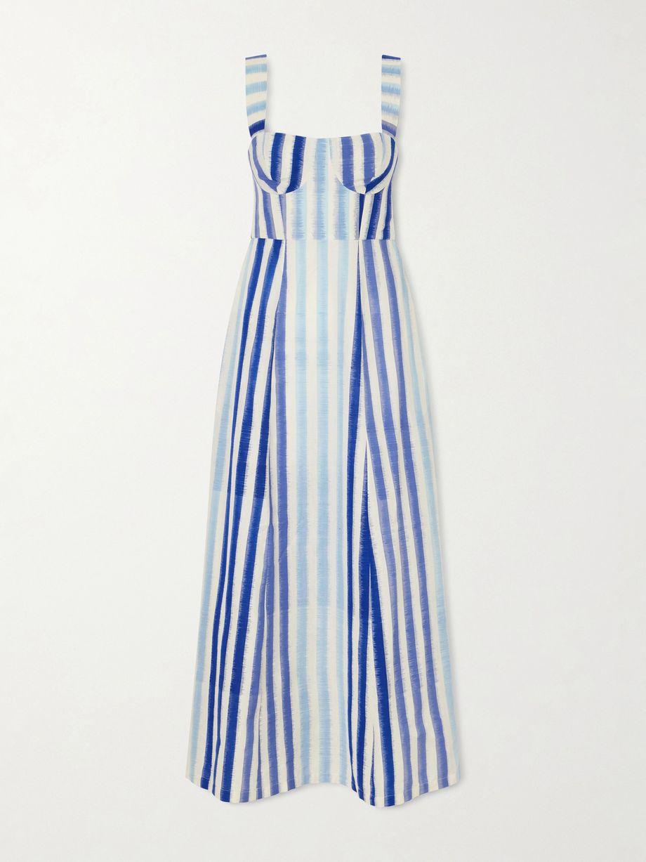 Azzurra Ikat striped cotton midi dress by EMPORIO SIRENUSE