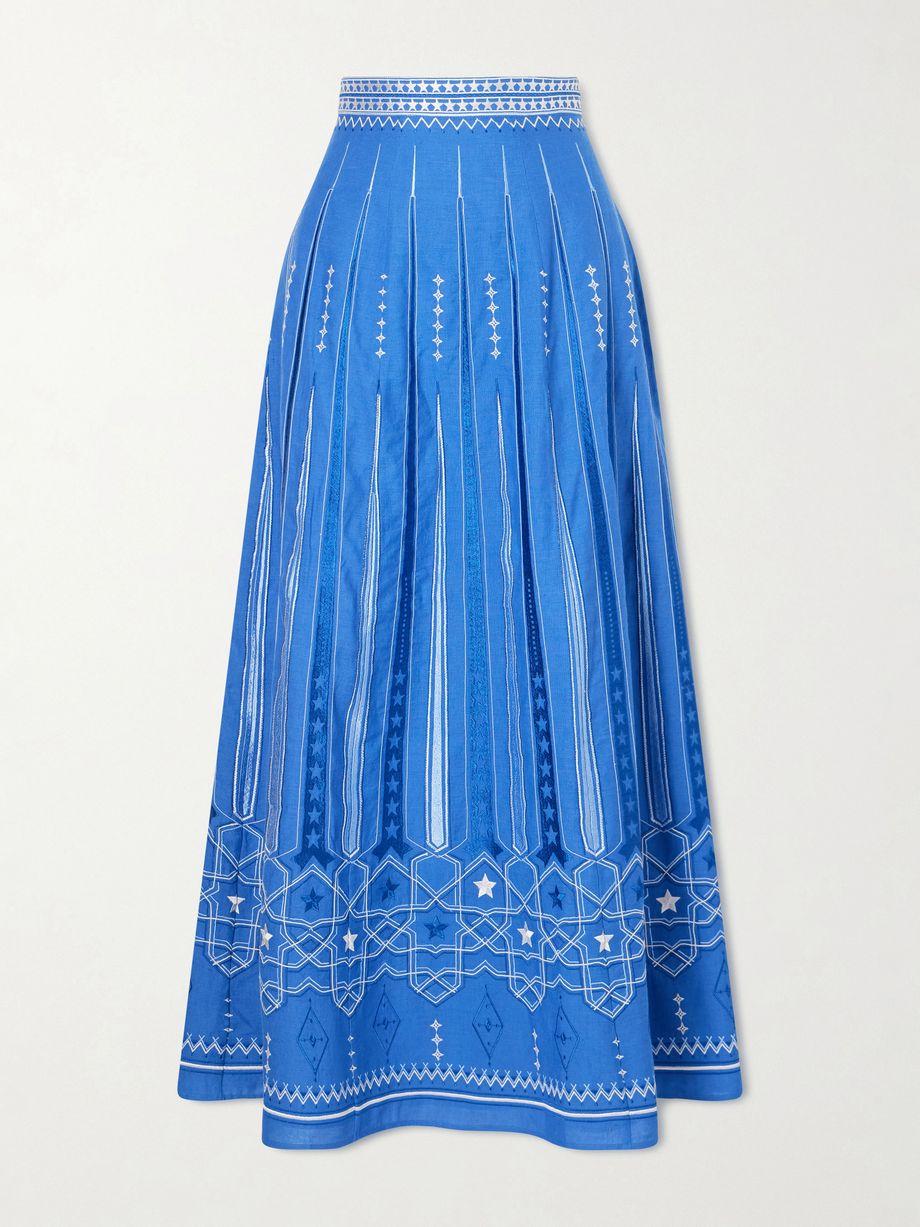 Camille embroidered linen and cotton-blend midi skirt by EMPORIO SIRENUSE