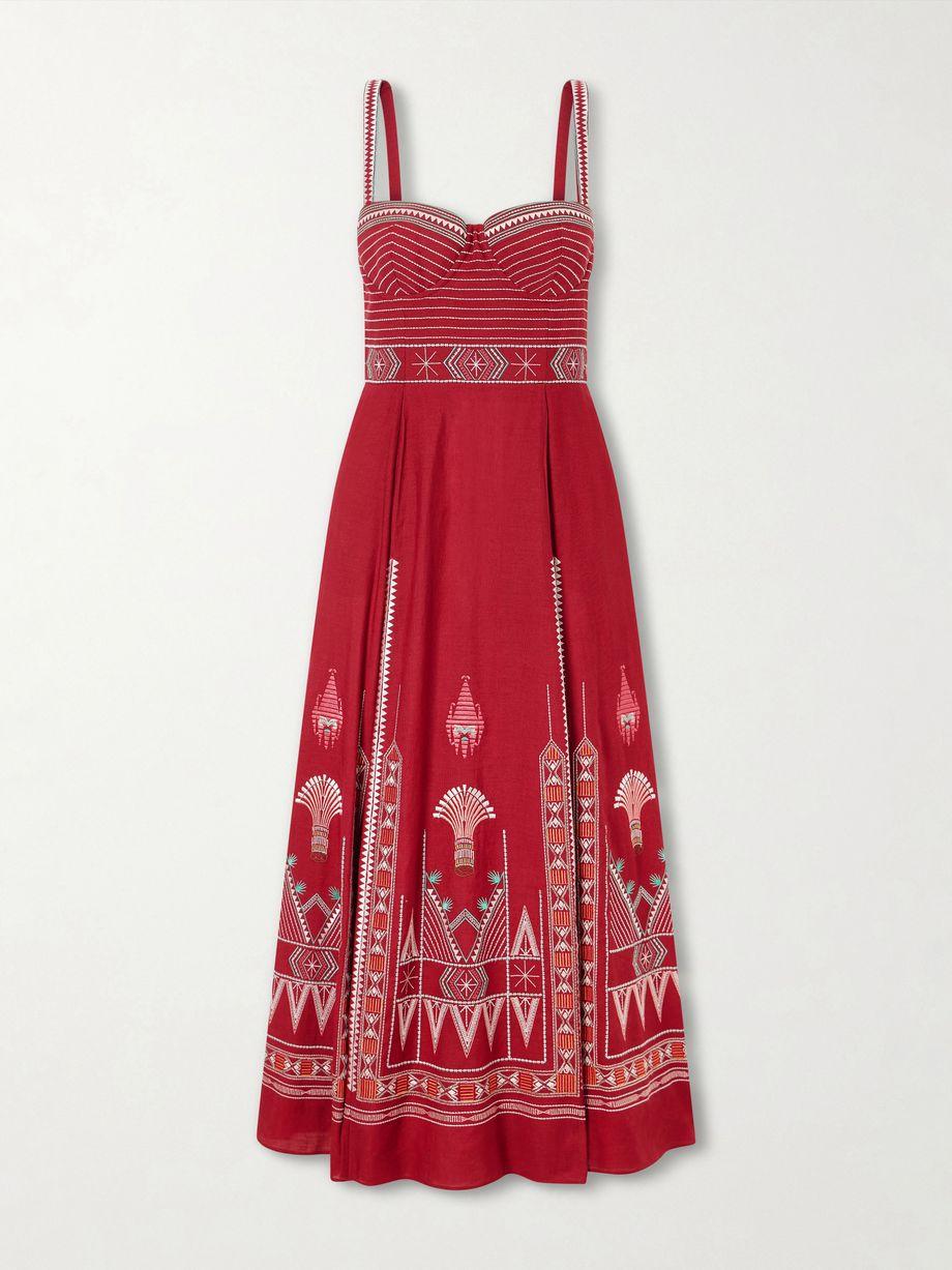 Elida embroidered linen and cotton-blend maxi dress by EMPORIO SIRENUSE