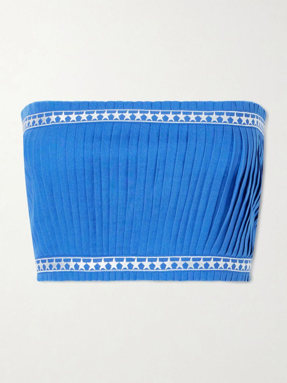 Flavia pleated linen and cotton-blend top by EMPORIO SIRENUSE