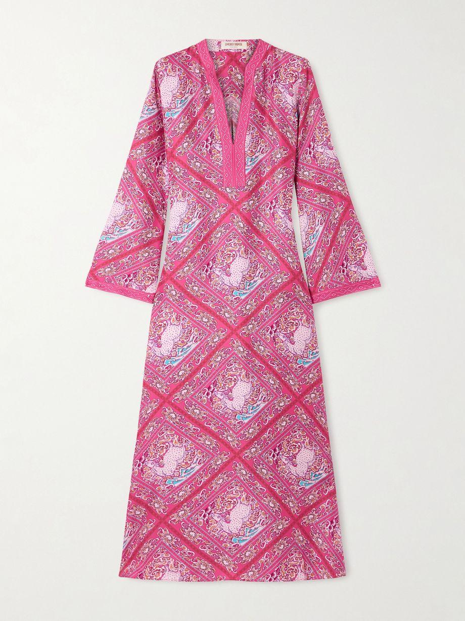 Jenna printed silk kaftan by EMPORIO SIRENUSE